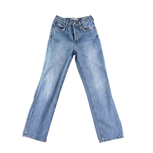 Denim Forum Arlo High Rise Straight Leg Medium Wash Denim Jeans 24x28‎ Aritzia - Picture 1 of 10